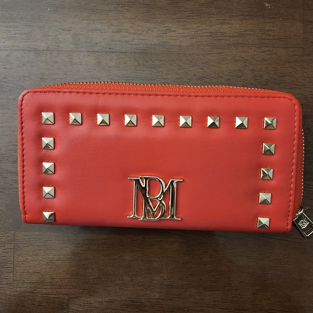 Badgley Mischka Red Wallet with Gold Studs